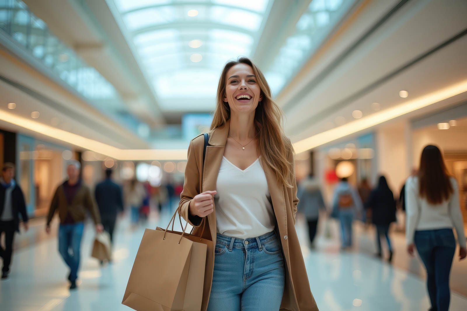 Happy shopper enjoys a day at the mall